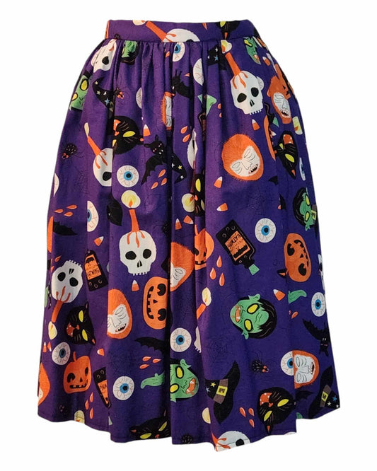 Batwings & Eyeballs - 32" Pleated Skirt With Pockets