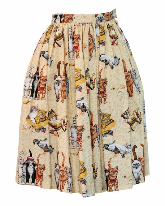 Crazy Cat Lady - 25" Pleated Skirt With Pockets