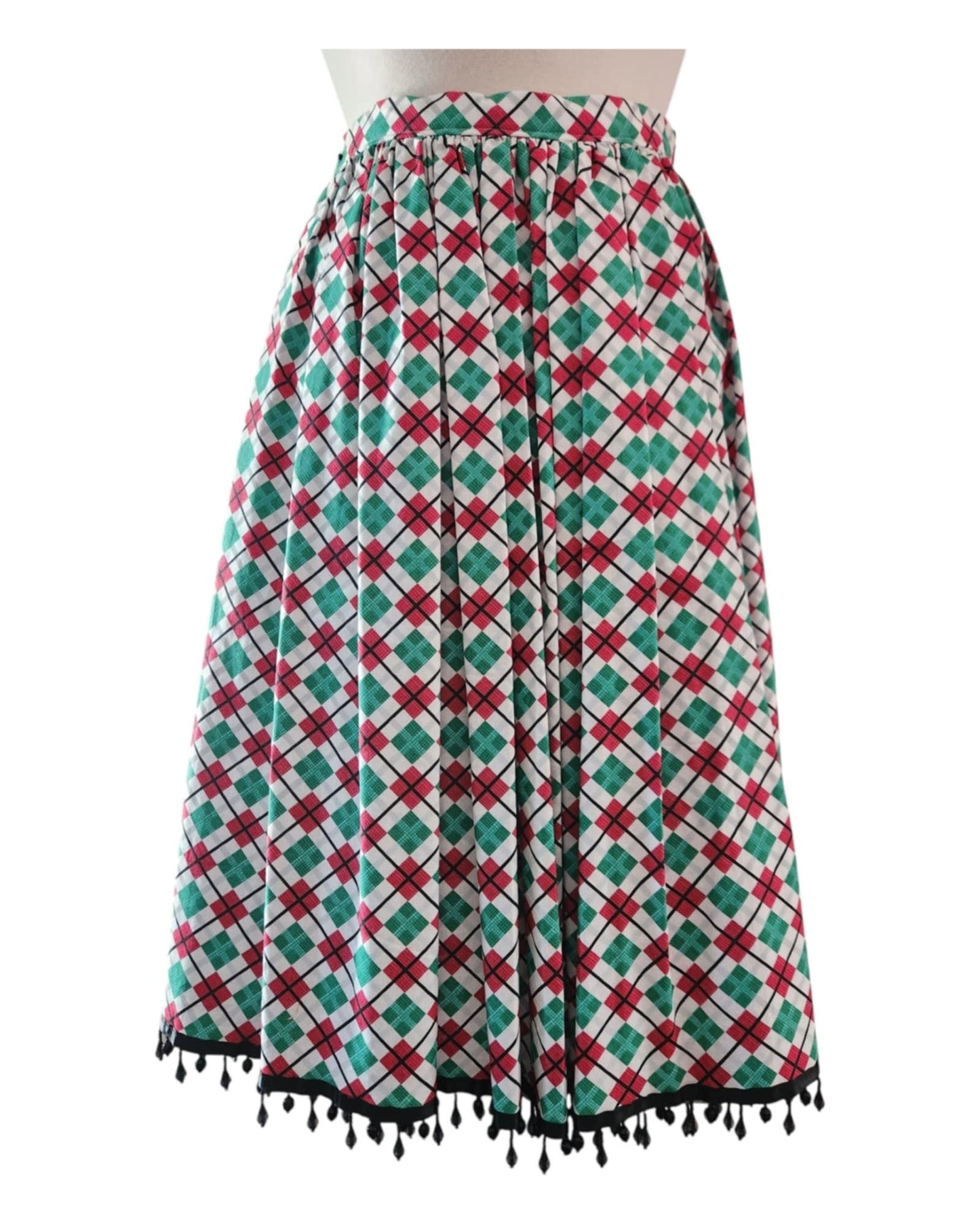 Christmas Argyle -   24" Pleated Skirt With Pockets