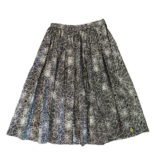 Silver Spider Webs  - 24" Pleated Skirt With Pockets