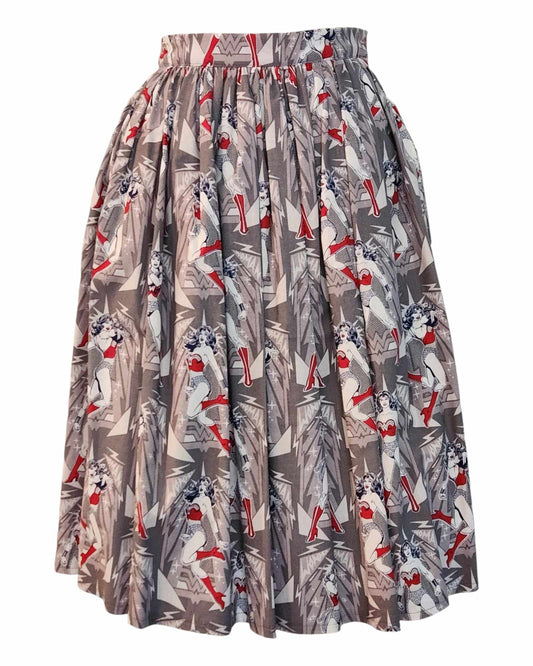 Wonder Woman - Vintage Inspired Pleated Skirt With Pockets By Linda Lee Clothing